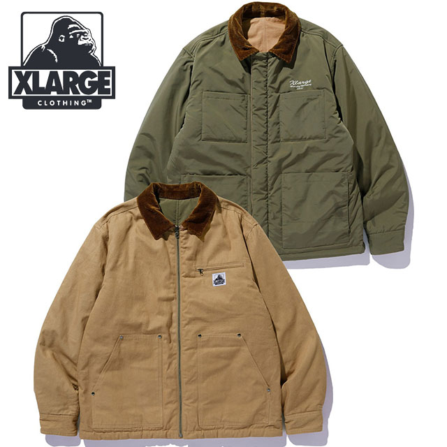 エクストララージ XLARGE リバーシブル ワークジャケット [101254021003 FW25] REVERSIBLE WORK JACKET メンズ アウター 中綿ジャケット ブルゾン 防寒 ベージュ 正規取扱店