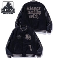 エクストララージ XLARGE バーシティジャケット [101254021004 FW25] VARSITY JACKET メンズ アウター スタジャン ブラック 正規取扱店|XLARGE（エクストラ