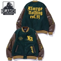 エクストララージ XLARGE バーシティジャケット [101254021004 FW25] VARSITY JACKET メンズ アウター スタジャン グリーン 正規取扱店|XLARGE（エクストラ