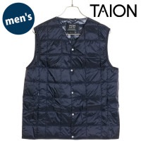 タイオン TAION Vネックボタンダウンベスト [TAION-001 FW24] M V NECK BUTTON DOWN VEST メンズ アウター インナーダウン ベーシック D.NAVY 正規