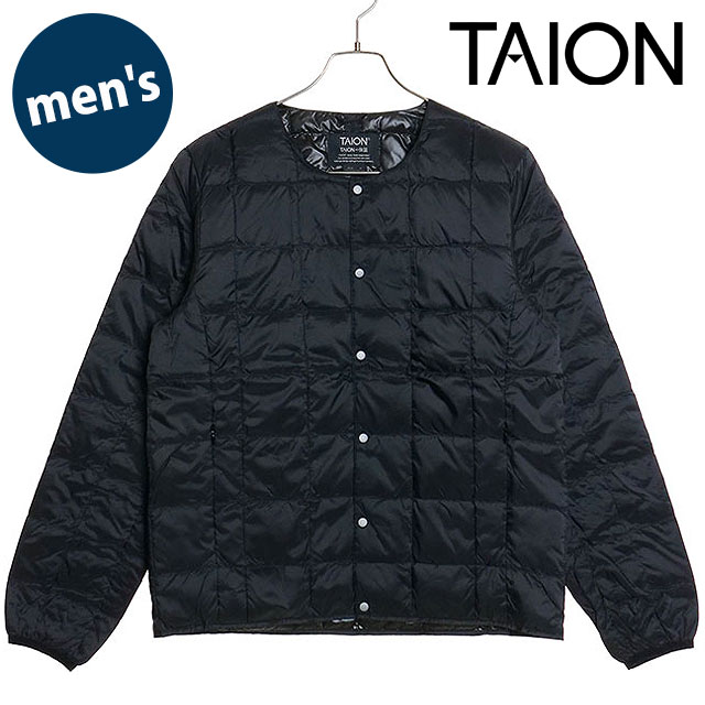 タイオン TAION クルーネックボタンダウンジャケット [TAION-104 FW24] M CREW NECK DOWN JKT メンズ アウター インナーダウン ベーシック BLACK 正規取扱店