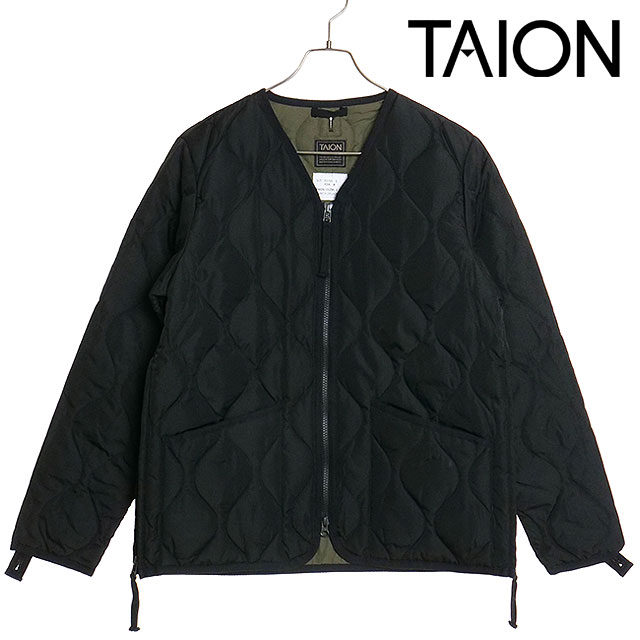 タイオン TAION ミリタリー ダブルジップVネックダウンジャケット [TAION-101ZML-1 FW24] U MILITARY W-ZIP V NECK DOWN JKT メンズ・レディース アウター インナーダウン ファスナー BLACK 正規取扱店