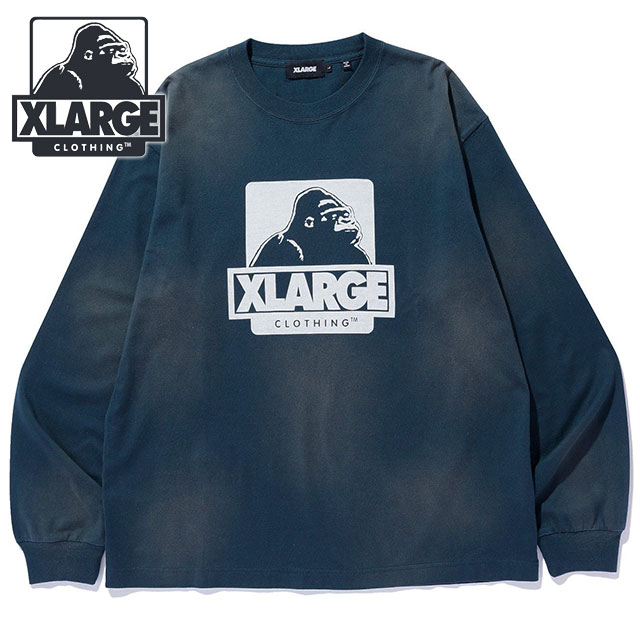 エクストララージ XLARGE ロングスリーブTシャツ [101254011007 FW25] DISCHARGE PRINTED OG L/S TEE メンズ トップス 長袖 クルーネック グリーン 正規取扱店