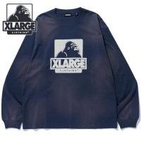 エクストララージ XLARGE ロングスリーブTシャツ [101254011007 FW25] DISCHARGE PRINTED OG L/S TEE メンズ トップス 長袖 クルーネック ネイビー