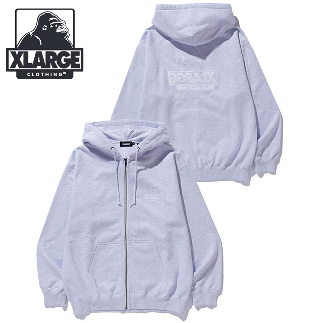 エクストララージ XLARGE ジップアップ フーデッドスウェットシャツ [101254012009 FW25] BACKSIDE OG ZIP UP HOODED SWEATSHIRT メンズ トップス パーカー アッシュ グレー 正規取扱店