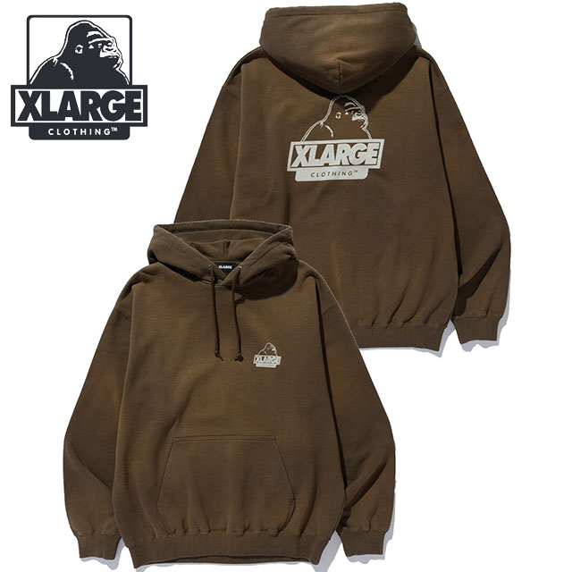 エクストララージ XLARGE フーデッドスウェットシャツ [101254012011 FW25] DISCHARGE PRINTED SLANTED OG HOODED SWEATSHIRT メンズ トップス プルオーバー パーカー ブラウン 正規取扱店