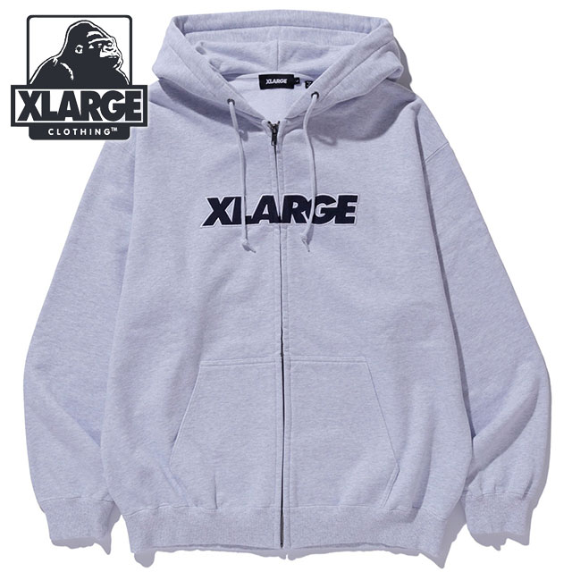 エクストララージ XLARGE フーデッドスウェットシャツ [101254012012 FW25] STANDARD LOGO ZIP UP HOODED SWEATSHIRT メンズ トップス パーカー アッシュ グレー 正規取扱店