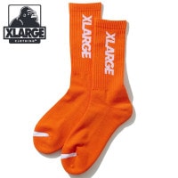 エクストララージ XLARGE ロゴソックス [101254054002 FW25] STANDARD LOGO SOCKS メンズ 靴下 クルーソックス スポーツ スニーカーソックス オレンジ 【メ