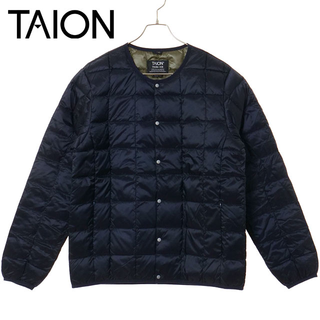 タイオン TAION オーバーサイズ クルーネックボタンダウンジャケット [TAION-104OS FW25] U OVER SIZE CREW NECK BUTTON DOWN JKT メンズ・レディース アウター インナーダウン ビッグシルエット D.NAVY 正規取扱店