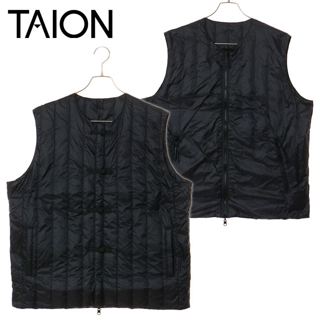 タイオン TAION リバーシブルチャイナボタンインナーダウンベスト [TAION-V01JS FW25] U REVERSIBLE CHINA BUTTON INNER DOWN VEST メンズ・レディース アウター 2WAY JAPAN SPECIAL BK×BK 正規取扱店