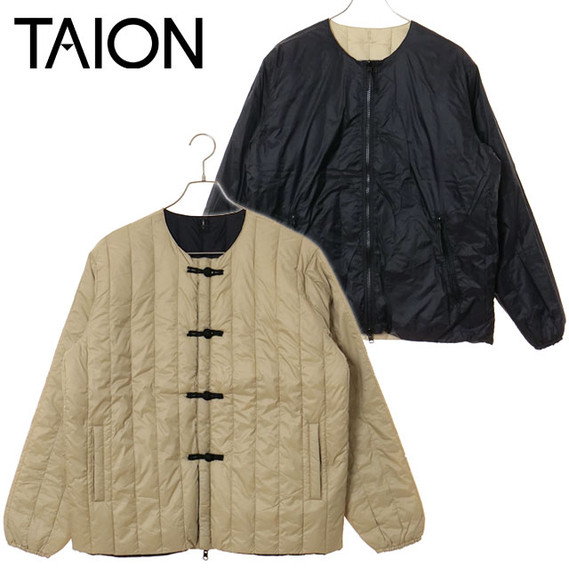 タイオン TAION リバーシブルチャイナボタンインナーダウンジャケット [TAION-JK01JS FW25] U REVERSIBLE CHINA BUTTON INNER DOWN JACKET メンズ・レディース アウター 2WAY JAPAN SPECIAL BEIGE×BK 正規取扱店