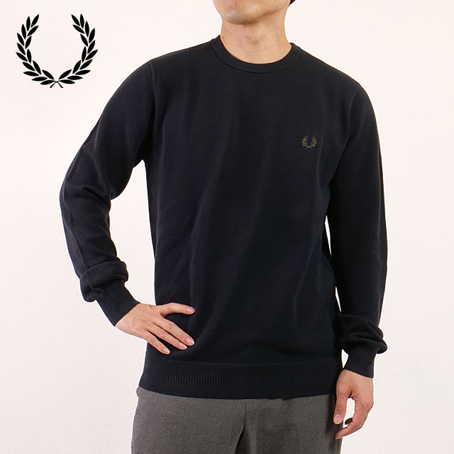フレッドペリー FRED PERRY ピケステッチジャンパー [K1309-608 FW25Q4] PIQUE STITCH JUMPER メンズ トップス セーター クルーネックニット NAVY 正規取扱店