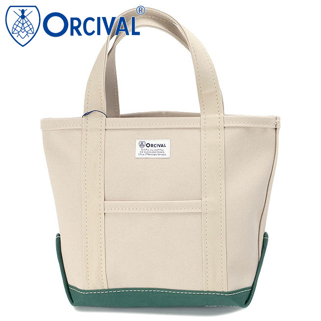 オーシバル ORCIVAL トートバッグ スモール [OR-H0285-KWC] TOTE BAG SMALL メンズ・レディース ユニセックス 鞄 日本製 キャンバストート 小サイズ 帆布 ベージュ LT.SAND-BEIGE/GREEN 正規取扱店