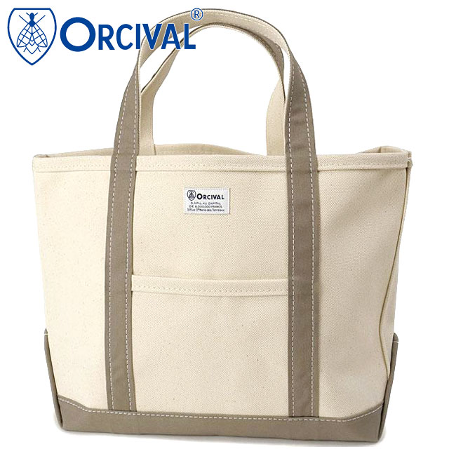 オーシバル ORCIVAL トートバッグ ミディアム [OR-H0284-KWC] TOTE BAG MEDIUM メンズ・レディース ユニセックス 鞄 日本製 キャンバストート 中サイズ 帆布 ホワイト系 ECRU/TAUPE 正規取扱店