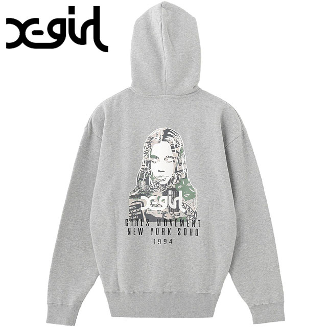 エックスガール X-girl カレッジカモフェイス ジップアップスウェットフーディー [105254012031 FW25SPOT] COLLAGE CAMO FACE ZIP UP SWEAT HOODIE レディース トップス プルオーバー パーカー ASH 正規取扱店