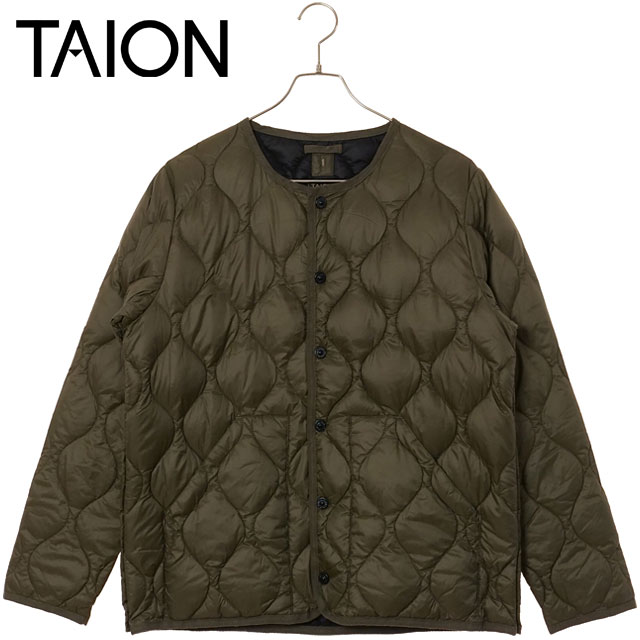 タイオン TAION ミリタリー クルーネックダウンジャケット [TAION-104ALSBML-1 FW25] U MILITARY CREW NECK DOWN JKT メンズ・レディース アウター インナーダウン ソフトシェル D.OLIVE 正規取扱店