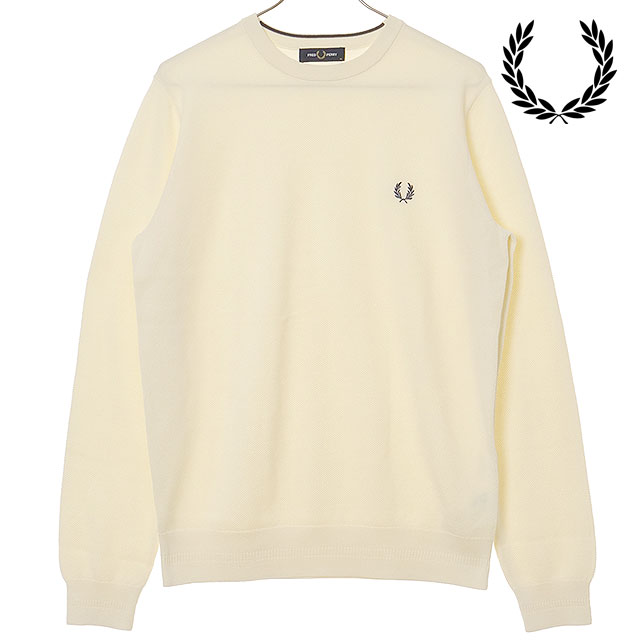 フレッドペリー FRED PERRY ピケステッチジャンパー [K1309-560 FW25Q4] PIQUE STITCH JUMPER メンズ トップス セーター クルーネックニット ECRU 正規取扱店