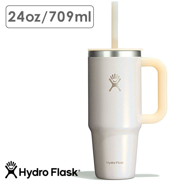 限定カラー ハイドロフラスク Hydro Flask グリマー トラベルタンブラー 709ml [8902310192252 FW25] GLIMMER 24oz TRAVEL TUMBLER メンズ・レディース ステンレスボトル 水筒 直飲み 保温 保冷 アウトドア オフィス ジム ベージュ GlimmerCream 正規取扱店