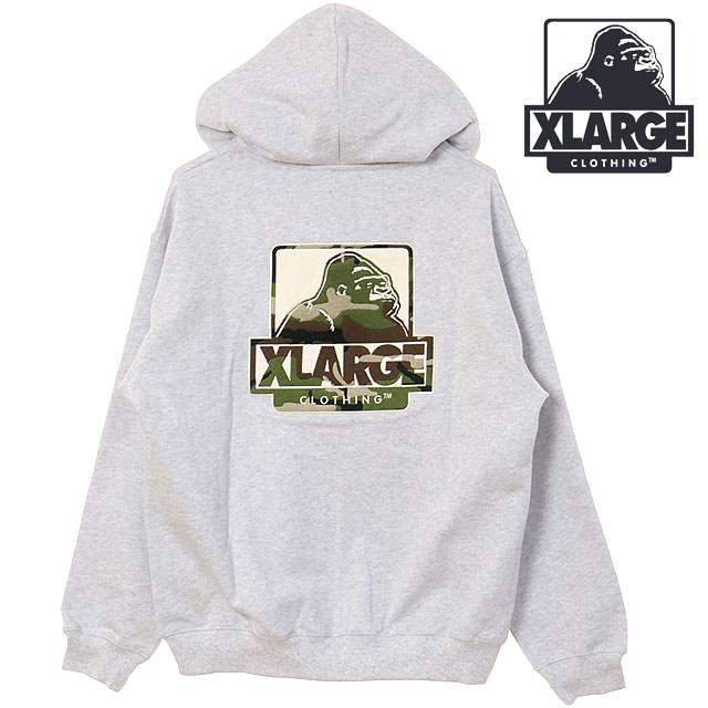 エクストララージ XLARGE メンズ OGボックス ジップアップフーデッド スウェットシャツ [101261012001 SS26] OG BOX ZIP UP HOODED SWEATSHIRT トップス 長袖 ジップパーカー グレー ASH 正規取扱店