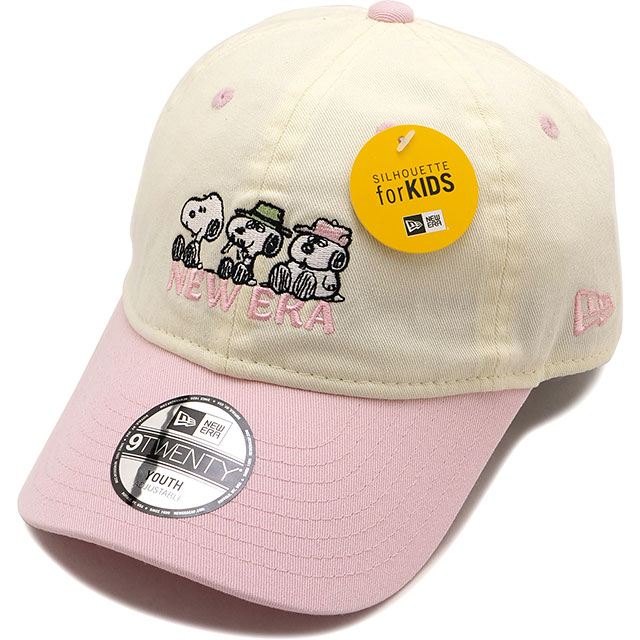 ニューエラ NEW ERA キッズキャップ 9TWENTY ピーナッツ [14682457 FW25] YH 920 PEANUTS S AND O CHR 男の子・女の子 スヌーピー コラボ 帽子 クロームホワイト/ピンク 正規取扱店