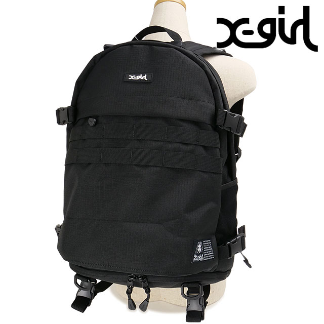 エックスガール X-girl リュック レディース フェイスラベル アドベンチャーバックパック [105261053009 SS26] FACE LABEL ADVENTURE BACKPACK 鞄 リュックサック デイパック 黒 BLACK 正規取扱店