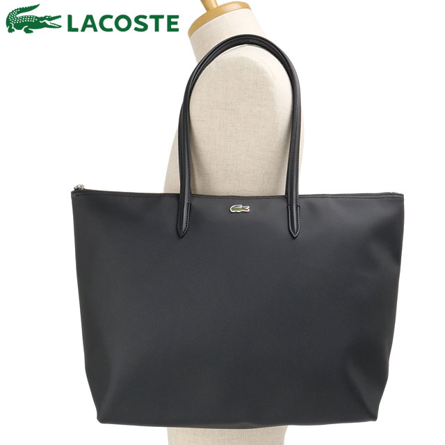 ラコステ LACOSTE L.12.12 コンセプト プチピケ ラージ トートバッグ [NF1888PM-000 SS26] ファスナー開閉 肩掛けカバン ビジネス タウン ブラック