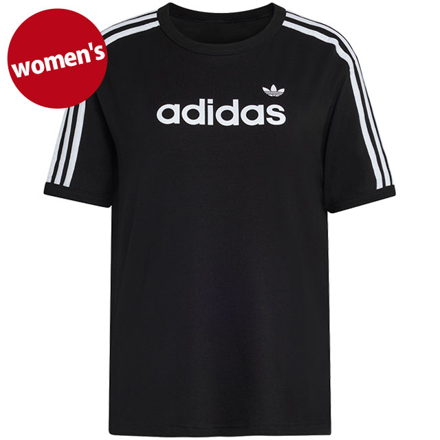 アディダス オリジナルス adidas Originals レディース リニア ティー [KO450/KD7982 SS26] LINEAR TEE 半袖 Tシャツ 黒 ブラック/ホワイト 【メール便配送】