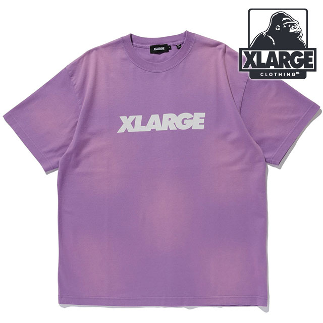 エクストララージ XLARGE メンズ ディスチャージプリンテッド スタンダードロゴ ショートスリーブTシャツ [101261011009 SS26] DISCHARGE PRINTED STANDARD LOGO S/S TEE 半袖 パープル PURPLE 【メール便配送】
