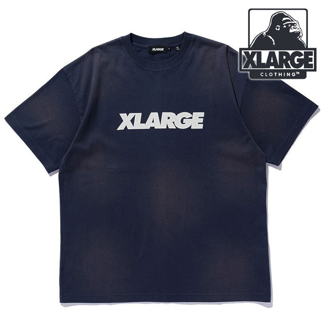 エクストララージ XLARGE メンズ ディスチャージプリンテッド スタンダードロゴ ショートスリーブTシャツ [101261011009 SS26] DISCHARGE PRINTED STANDARD LOGO S/S TEE 半袖 ネイビー NAVY 【メール便配送】