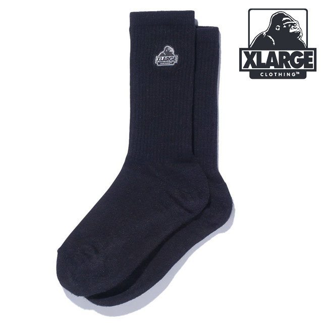 エクストララージ XLARGE メンズ スランテッドOG ソックス [101261054001 SS26] SLANTED OG SOCKS 靴下 クルーソックス 1足 黒 BLACK 【メール便配送】