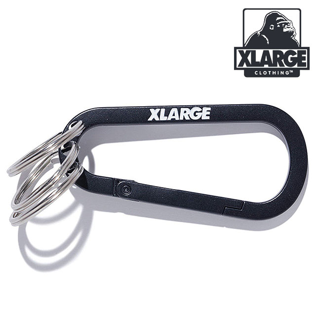 エクストララージ XLARGE スタンダードロゴ キーリングカラビナ [101261054008 SS26] STANDARD LOGO KEYRING CARABINER 小物 キーホルダー 黒 BLACK 【メール便配送】