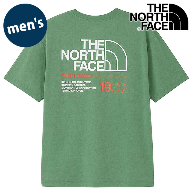 ザ・ノース・フェイス THE NORTH FACE Tシャツ メンズ ショートスリーブイーエス66ロゴワイドティー [NT32597-DR SS26] S/S ES 66 Logo Wide Tee 半袖 パフォーマンスウェア ディープグラスグリーン 【メール便配送】