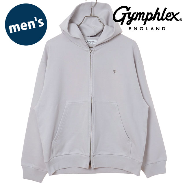 ジムフレックス Gymphlex メンズ ジップフーディー [#GY-C0537 AUR SS26] ZIP HOODIE スウェットパーカー 無地 ワンポイント グレー LT.GREY(GREY)