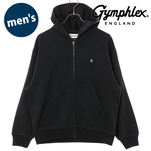 ジムフレックス Gymphlex メンズ ジップフーディー [#GY-C0537 AUR SS26] ZIP HOODIE スウェットパーカー 無地 ワンポイント グレー DK.CHARCOAL(OFF-WHITE)