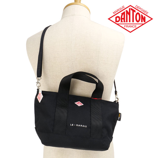 ダントン DANTON コーデュラキャンバス2WAYトートバッグ ル・マレ [LE-MARAIS SS26] CORDURA CANVAS 2WAY TOTE BAG ユニセックス肩掛け ショルダーバッグ 黒 BLACK（WHITE）