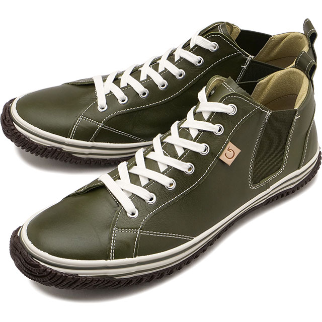 【返品送料無料】スピングル SPINGLE スニーカー サイドゴア ミッドカットシューズ [SP442-102 SS26] SP-442 日本製 カンガルーレザー ミドルカット カーキ