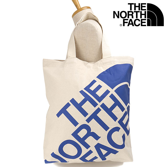 ザ・ノース・フェイス THE NORTH FACE ランプトートM [NM72608-NB SS26] Ramp Tote M 肩掛けキャンバストートバッグ オーガニックコットン 白 ナチュラル/ソーダライトブルー 【メール便配送】