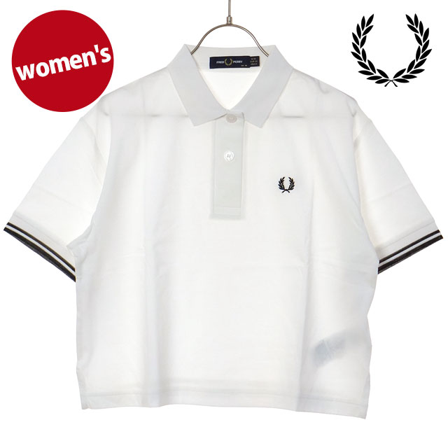 フレッドペリー FRED PERRY レディース シアーティップドポロシャツ [G2174-129 SS26] SHEER TIPPED POLO SHIRT 半袖 ショート丈 ホワイト SNOW-WHITE