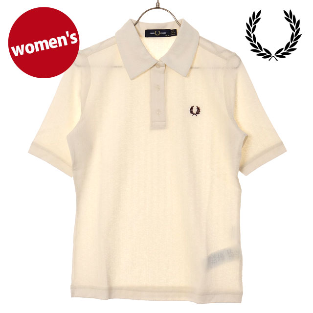フレッドペリー FRED PERRY レディース シアーリブポロシャツ [G2168-560 SS26] SHEER RIB POLO SHIRT 半袖 ホワイト ECRU