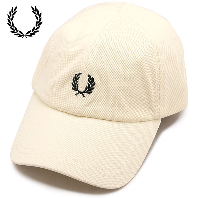 フレッドペリー FRED PERRY ピケクラシックキャップ [HW2295-13B SS26] PIQUE CLASSIC CAP 帽子 鹿の子 サイズ調整可能 ホワイト ECRU/GRASSROOTS