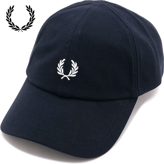 フレッドペリー FRED PERRY ピケクラシックキャップ [HW2295-267 SS26] PIQUE CLASSIC CAP 帽子 鹿の子 サイズ調整可能 ネイビー NAVY/SNOWWHITE