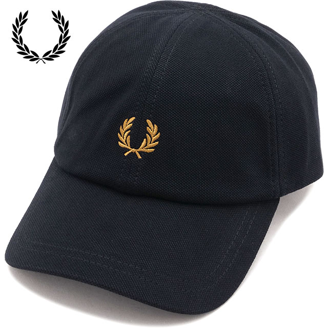 フレッドペリー FRED PERRY ピケクラシックキャップ [HW2295-U12 SS26] PIQUE CLASSIC CAP 帽子 鹿の子 サイズ調整可能 ブラック BLACK/DARK-CARAMEL