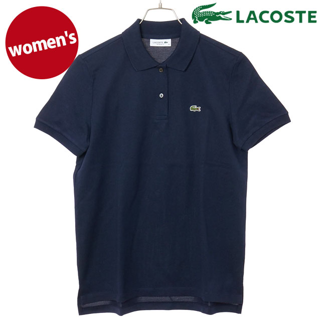 ラコステ LACOSTE レディース コットン100% ピケ ポロシャツ(半袖) [PF7839J-99-166 SS26] 日本製 半袖 綿100% 定番ポロ ネイビー