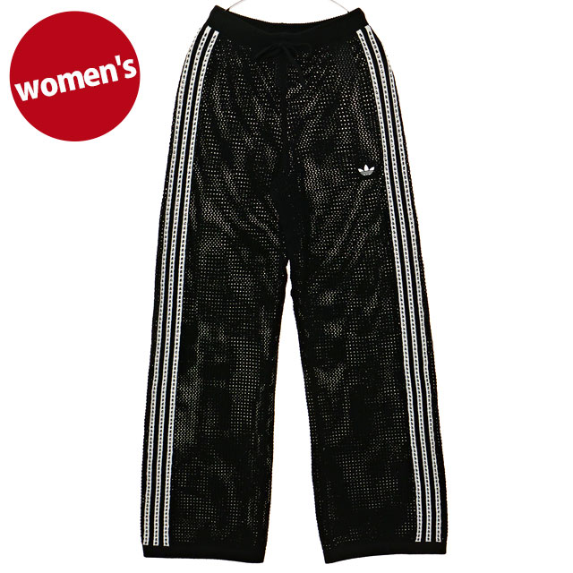 アディダス オリジナルス adidas Originals レディース ニティド クロシェット ファイヤーバード トラックパンツ [MIQ46/KC6494 SS26] KNITTED CROCHET FIREBIRD TRACKPANTS 黒 ブラック