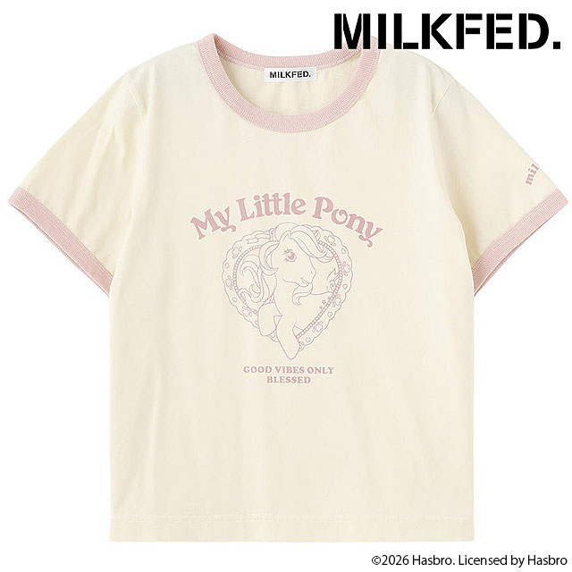 コラボ ミルクフェド MILKFED. レディース マイリトルポニー リンガーショートスリーブTシャツ [103261011008 SS26] MILKFED. / My Little Pony RINGER S/S TEE 半袖 クルーネック ホワイト OFF-WHITE 【メール便配送】