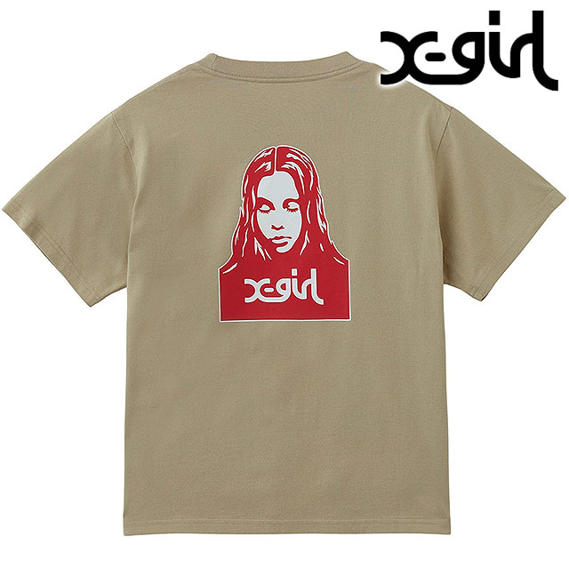 エックスガール X-girl レディース フェイスショートスリーブTシャツ [105261011007 SS26] FACE S/S TEE 半袖 ベージュ BEIGE 【メール便配送】