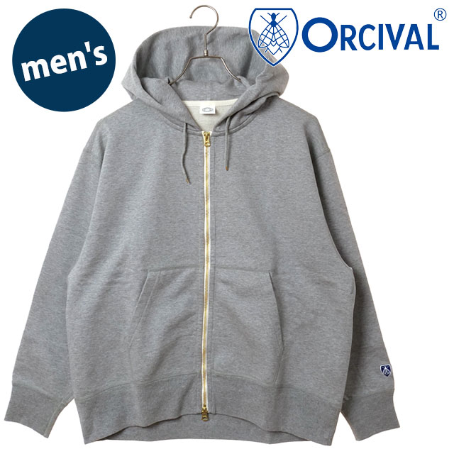 オーシバル ORCIVAL メンズ フレンチテリー ジップフーディー [OR-C0532-FWZ SS26] FRENCH TERRY ZIP HOODIE 長袖 ジップパーカー 日本製 グレー HEATHER-GREY