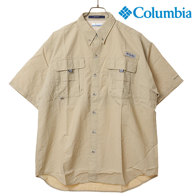 コロンビア Columbia メンズ バハマ II ショートスリーブシャツ [FM7047-162 SS26] Bahama II S/S Shirt 半袖 サファリシャツ UVカット ベージュ Fossil 【メール便配送】