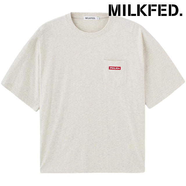 ミルクフェド MILKFED. レディース バーロゴポケットTシャツ [103261011014 SS26] BAR LOGO POCKET TEE 半袖 クルーネック ホワイト OATMEAL 【メール便配送】