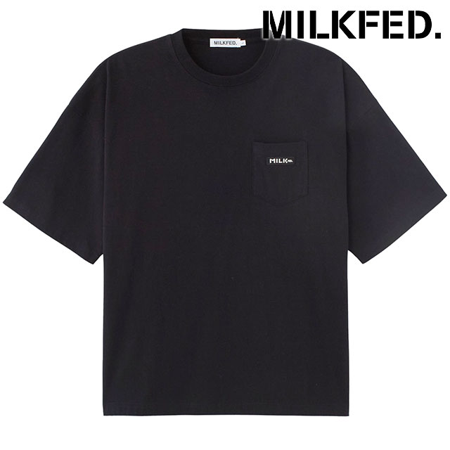 ミルクフェド MILKFED. レディース バーロゴポケットTシャツ [103261011014 SS26] BAR LOGO POCKET TEE 半袖 クルーネック 黒 BLACK 【メール便配送】